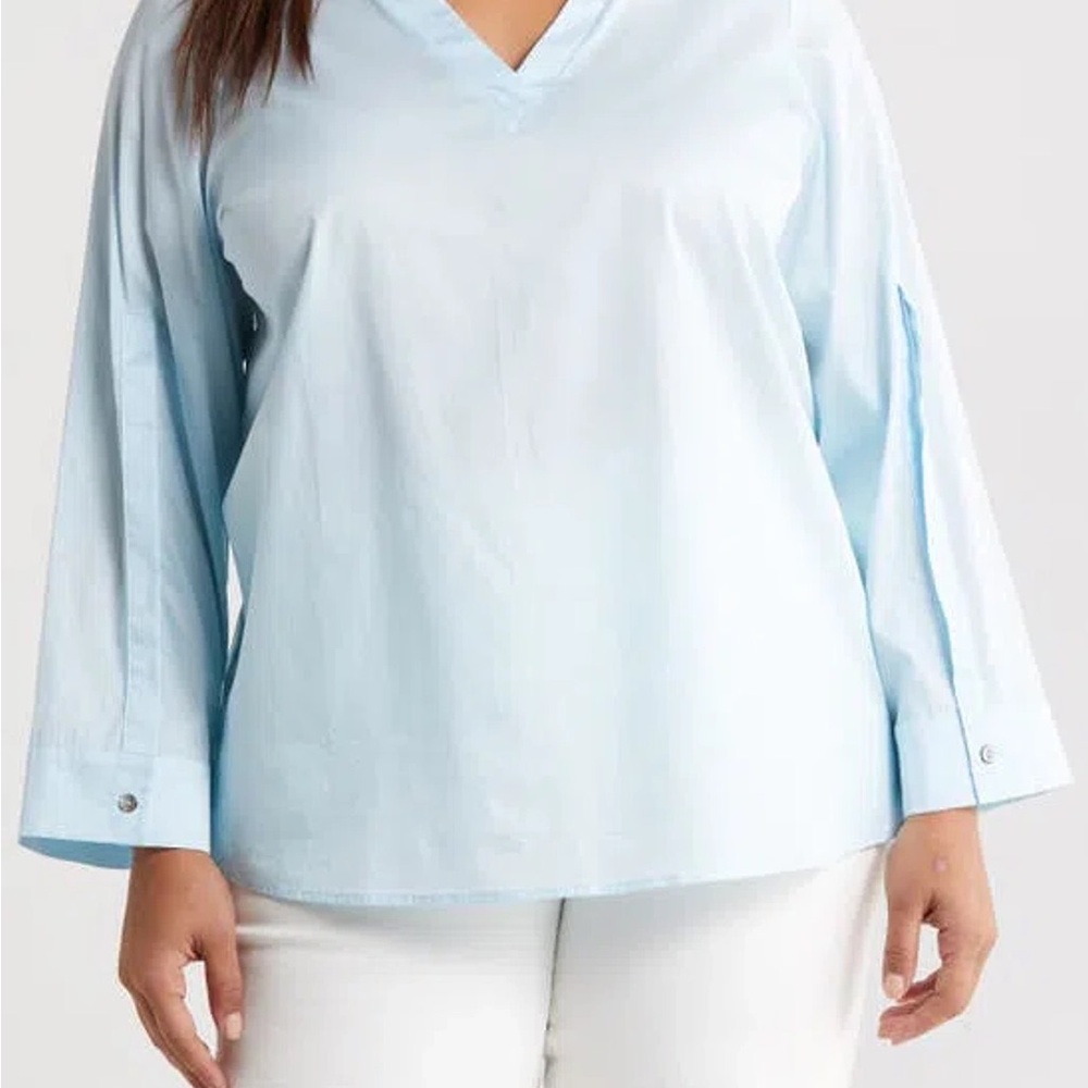 Blue Boxy Relaxed Blouse